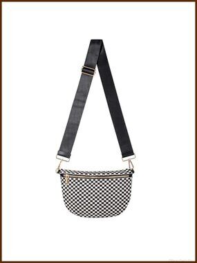 Woven Crossbody Bag Vegan Leather Checkered Sling Bum Bag Purse